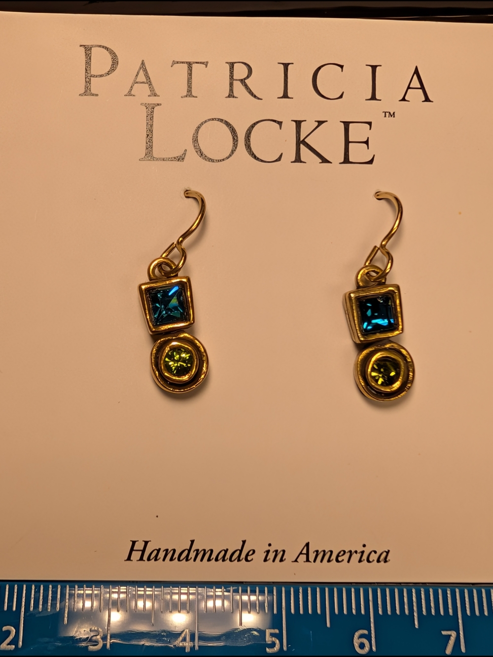 Patricia Locke Blue and Green Crystal Drop Earrings